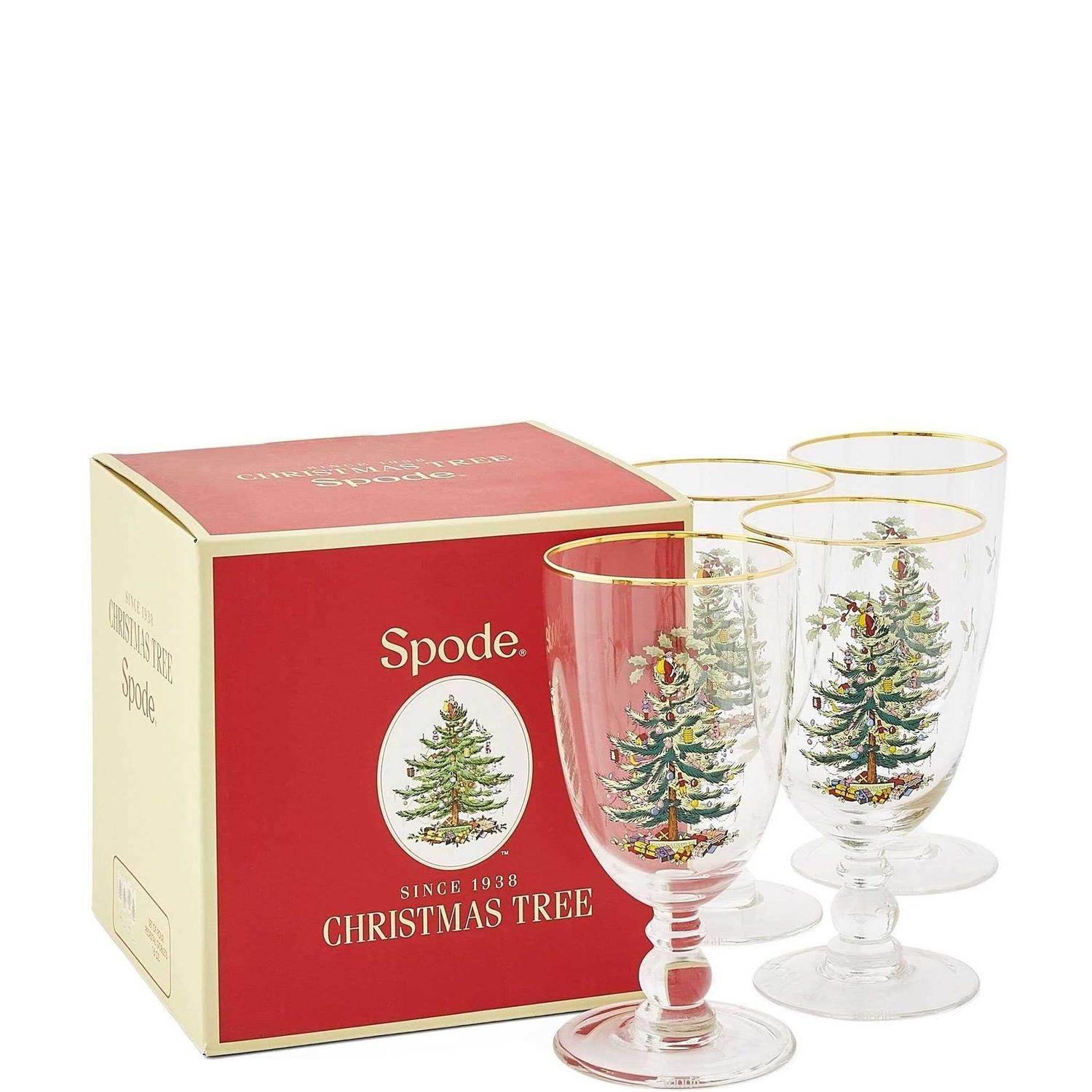 Spode Christmas Tree Pedestal Goblets Set of 4