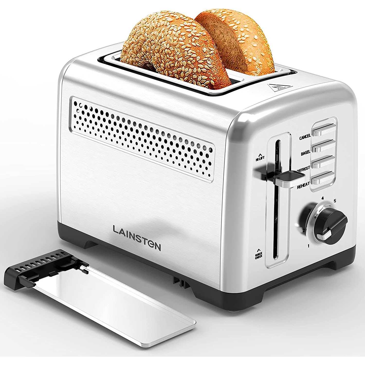 Evening Toaster 2 Slice Best Prime Toasters Stainless Steel Black Bagel Toaster Evenly and Quickly with 2 Wide Slots 7 Shade Settings and Removable Crumb