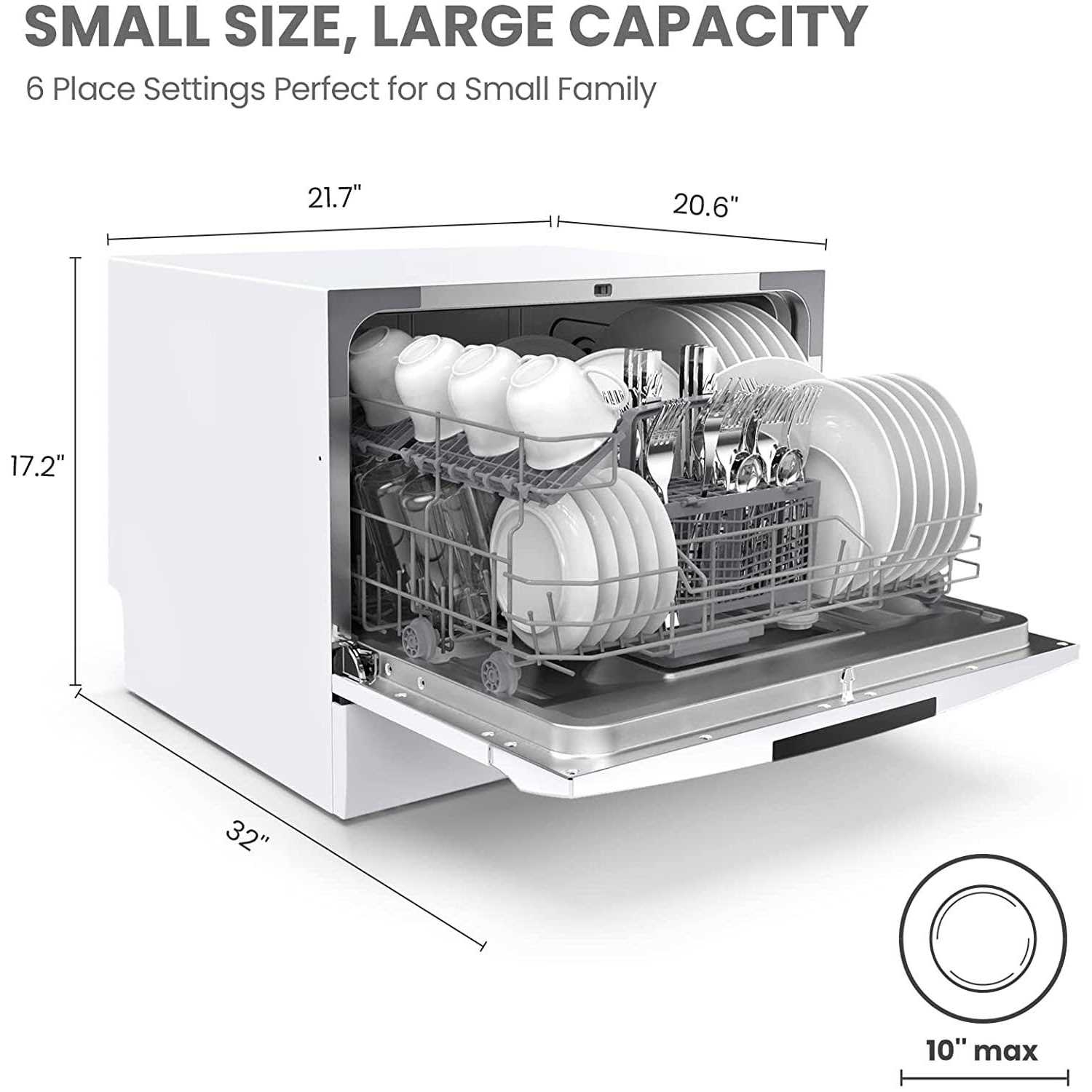 COMFEE’ Countertop Dishwasher Energy Star Portable Dishwasher 6 Place Settings