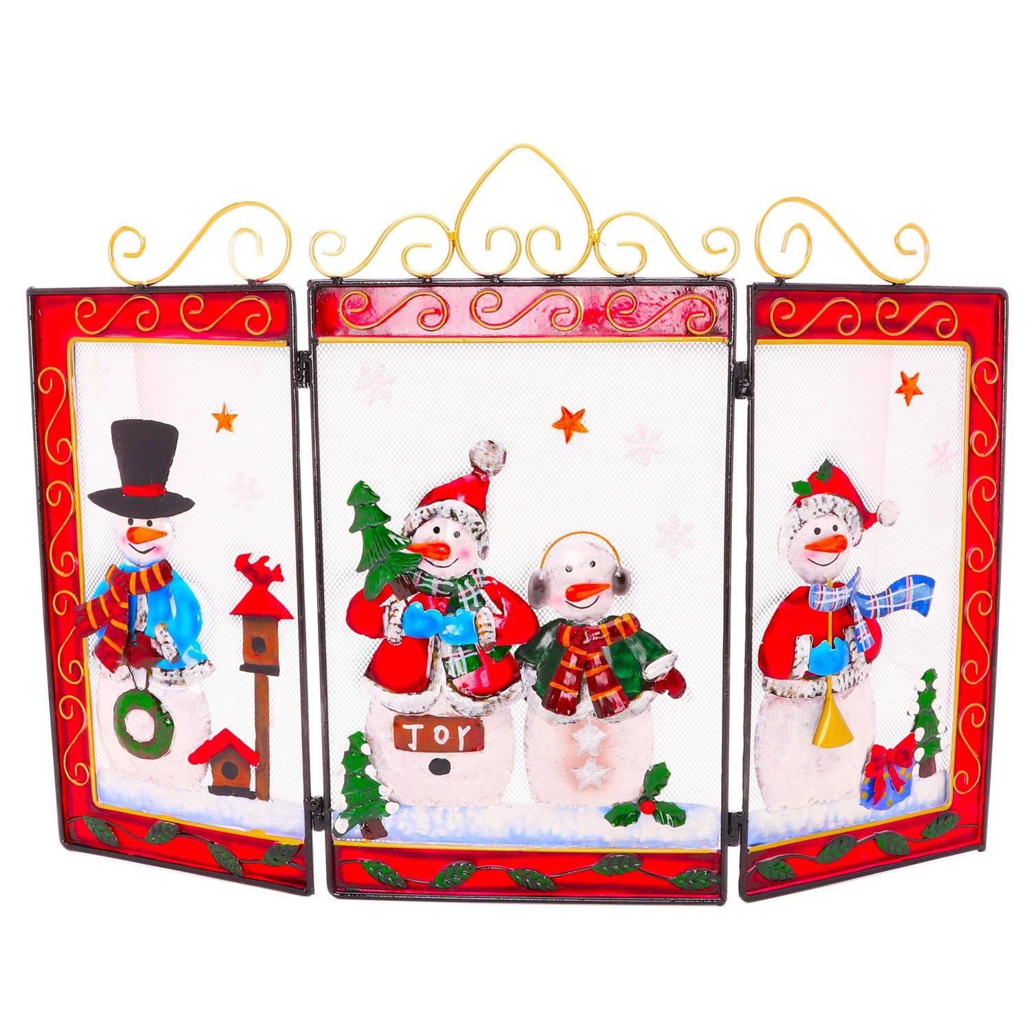 Christmas Concepts Christmas Santa/Snowman Metal Fire Screen