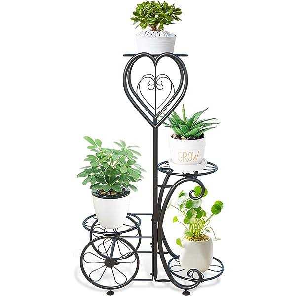 ZHAZHADI Metal Plant Stand Indoor Outdoor 4 Tier Flower Pot Holder Shelf