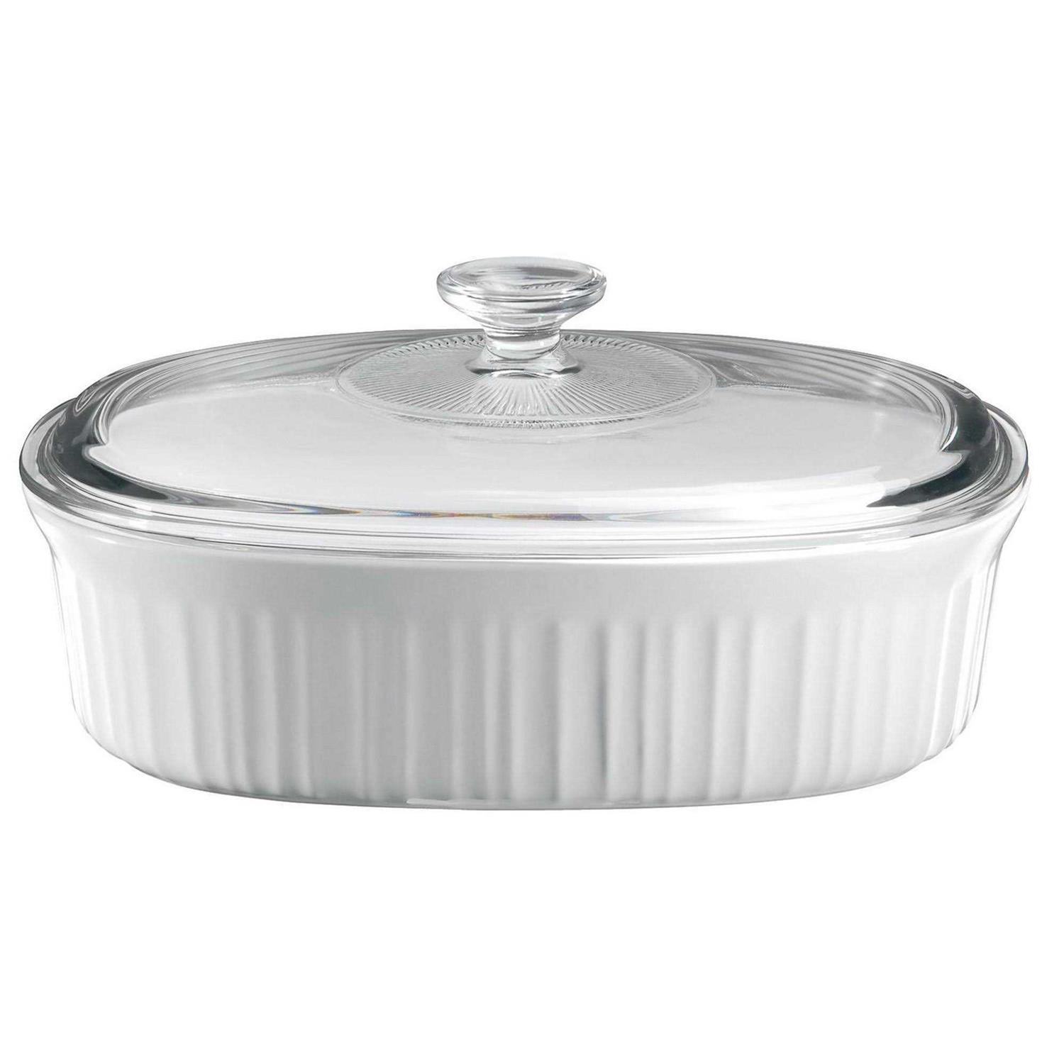 Corningware French White 2.5 Quart Oval Baking Dish with Glass Lid