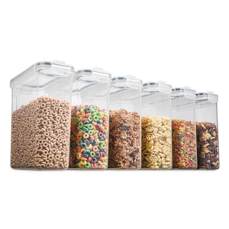 Seseno 6 Pack Airtight Cereal & Dry Pet Food Storage Container BPA Free Plastic Kitchen and Pantry Organization Canisters