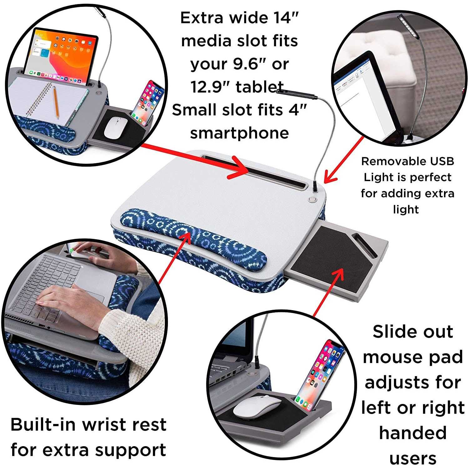 Sofia + Sam Multi-tasking Memory Foam Lap Desk Pattern