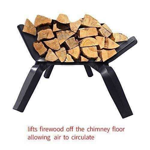 Amagabeli GARDEN & HOME Black Wrought Iron Fireplace Log Grate Wide Heavy Duty Solid Steel Indoor Chimney Hearth Bar Fire
