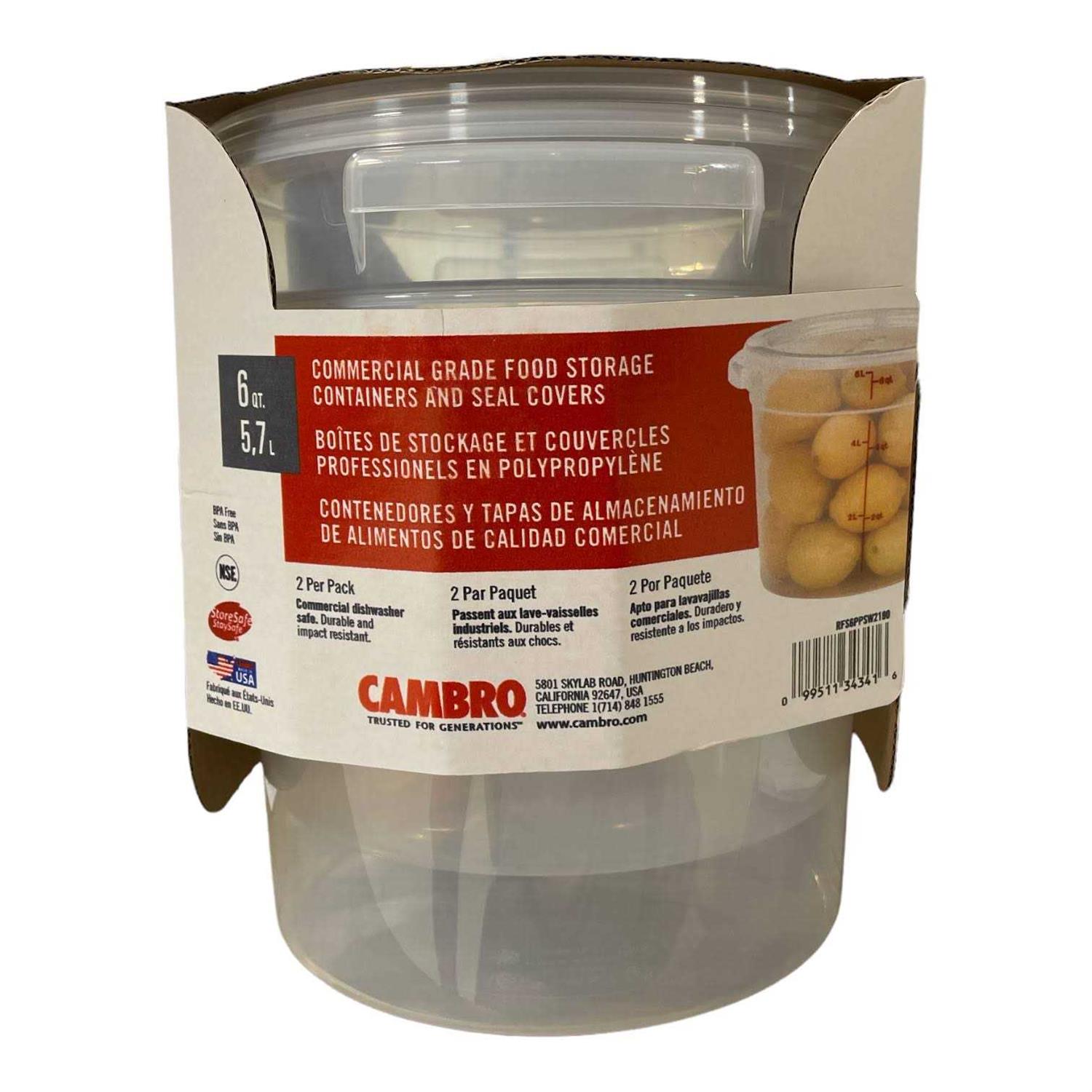 Cambro RFS6PPSW2190 Round Food Storage Container & Covers