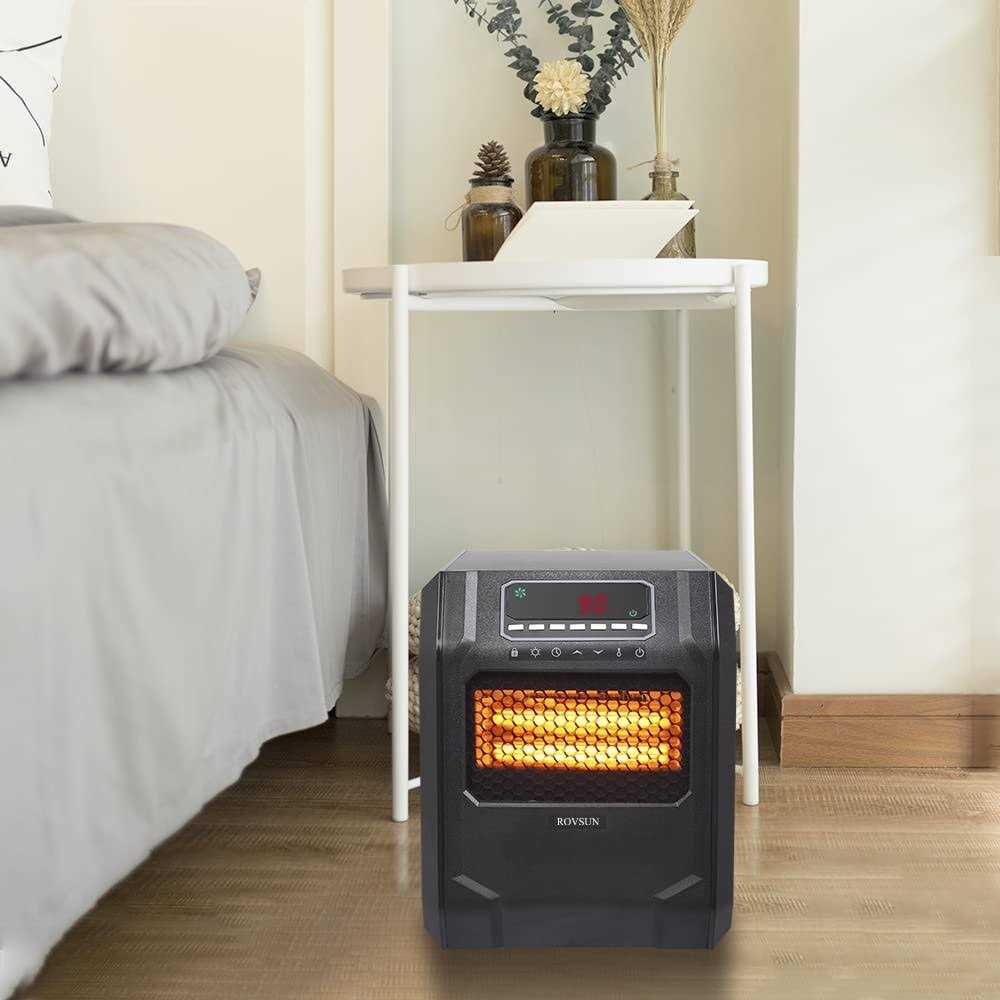 ZOKOP Electric Infrared Quartz Heater w/Remote Control 4-Element Space Heater w/Temperature Control