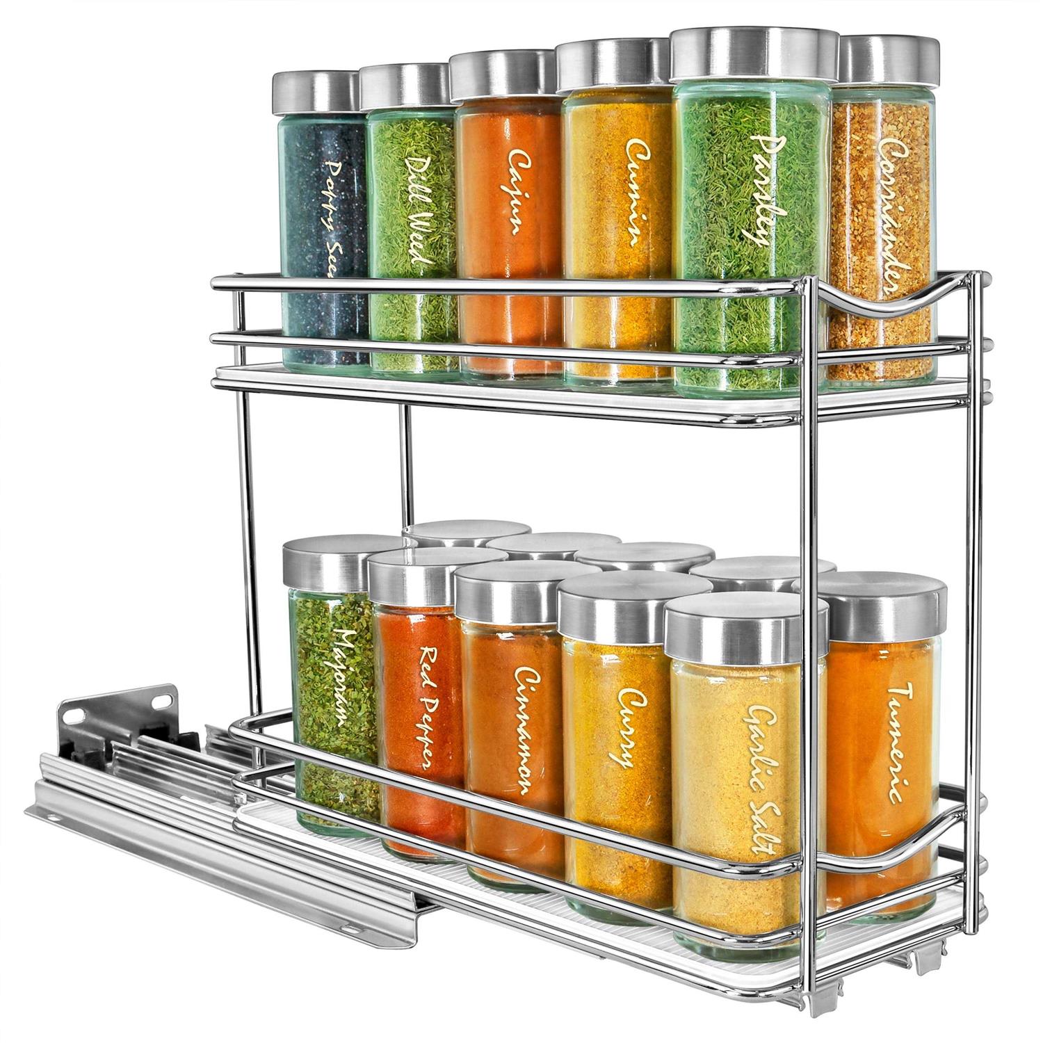 Lynk Professional Wide Double Pull Out Spice Rack Organizer for Cabinet