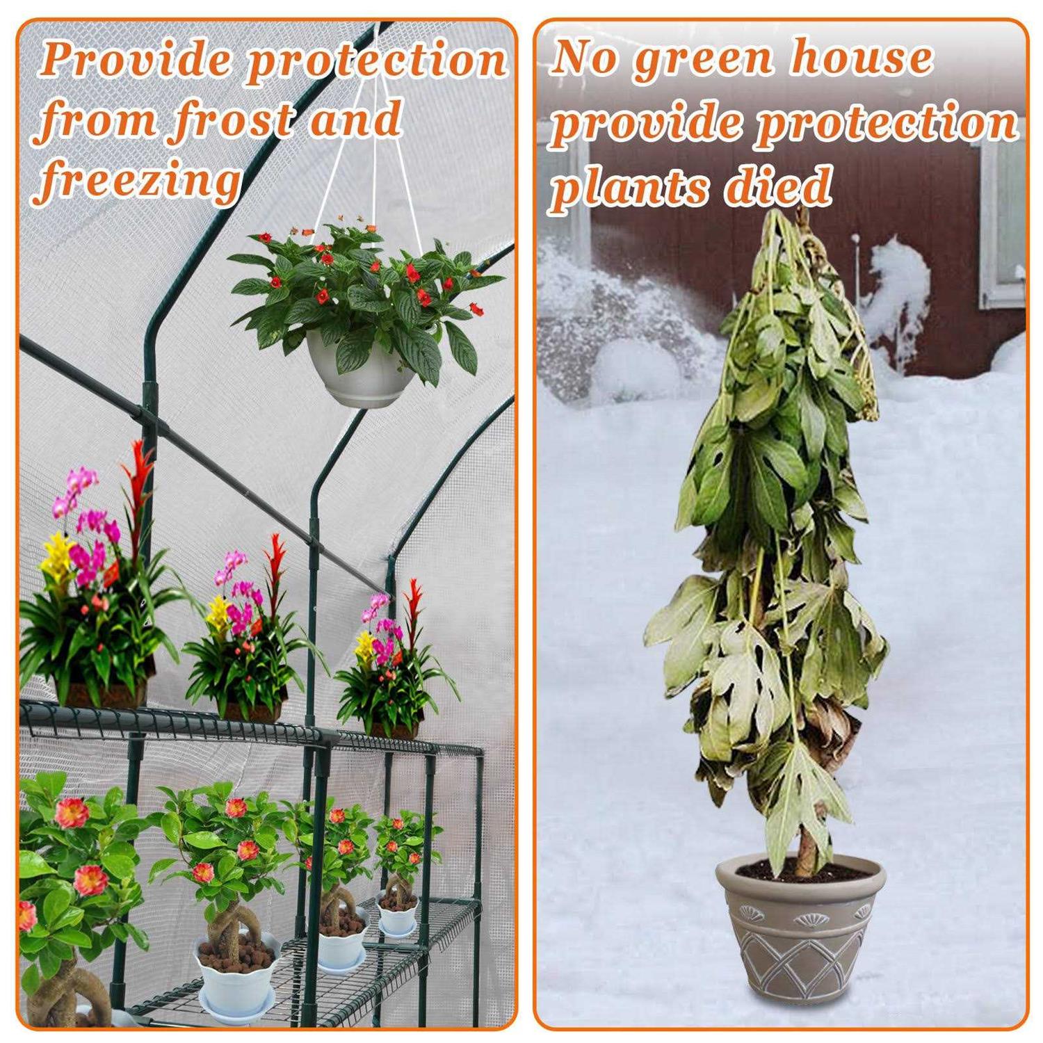 Strong Camel Walk-in Greenhouse Large Outdoor Portable Green House 3 Tiers 6 Shelves Gardening