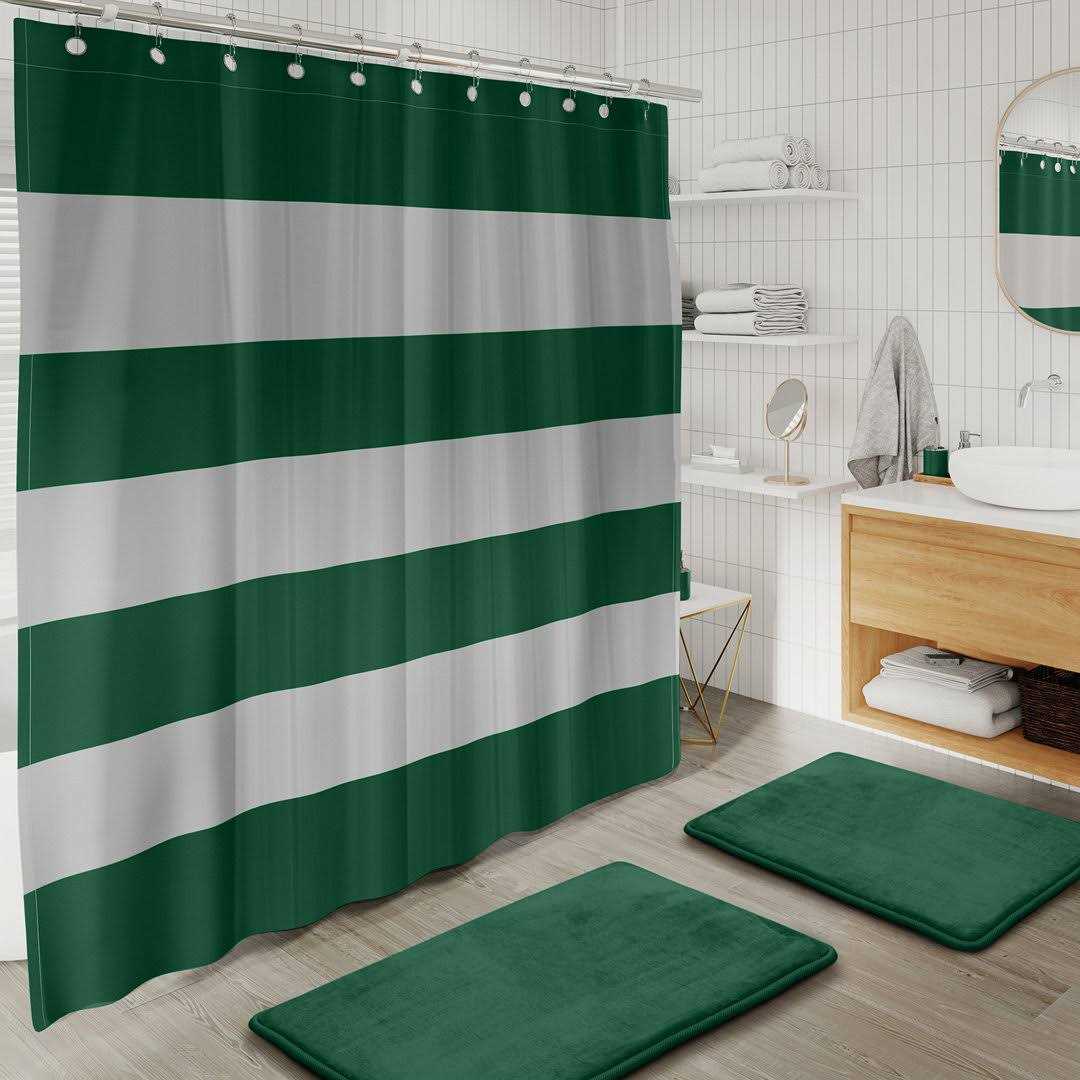 Clara Clark Bathroom Set Green Bathroom Accessories Set, Bathroom Sets with Shower Curtain and Rugs