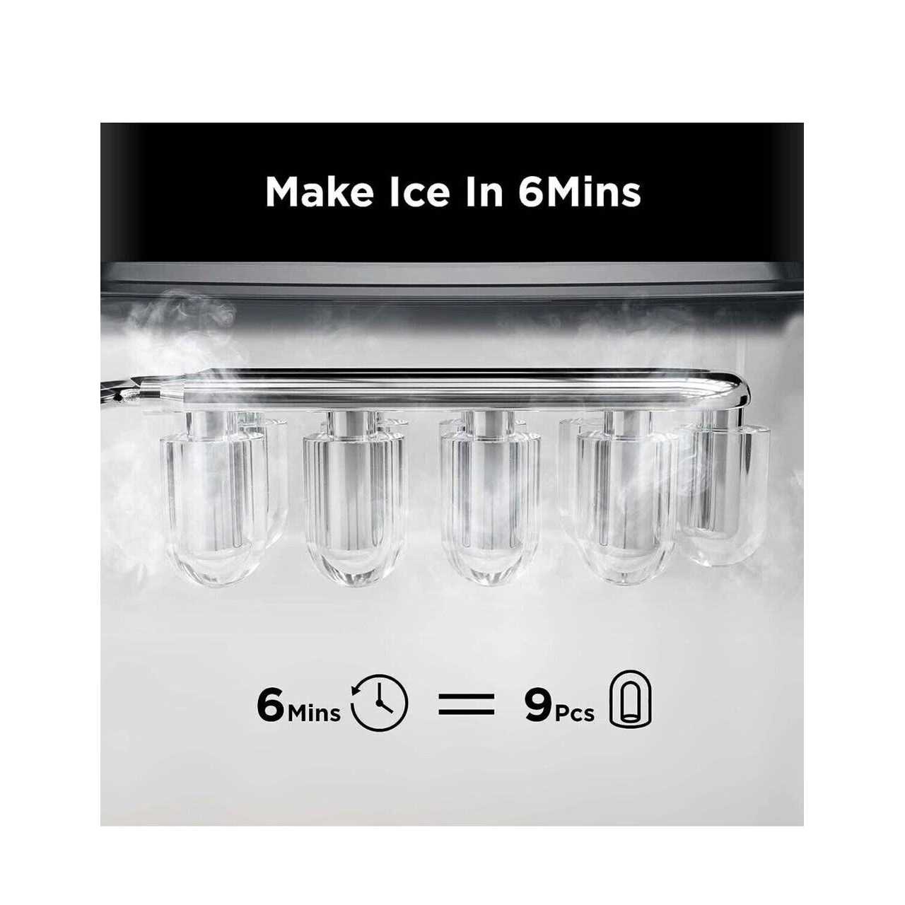 Silonn Ice Maker Countertop, 9 Cubes Ready in 6 Mins, 26lbs in 24Hrs, Self-Cleaning Ice Machine with Ice Scoop and Basket