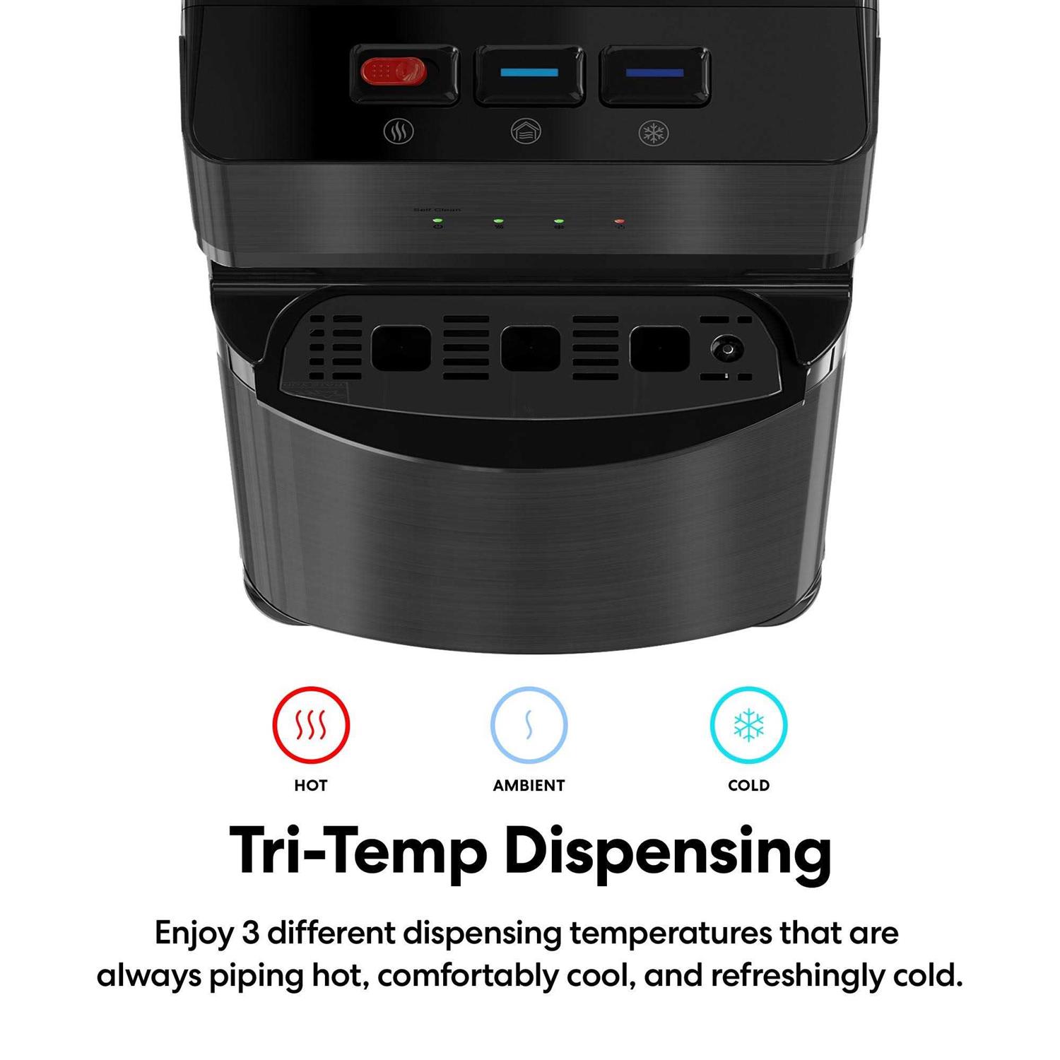 Brio Self Cleaning Bottom Loading Water Cooler Water Dispenser Black Stainless