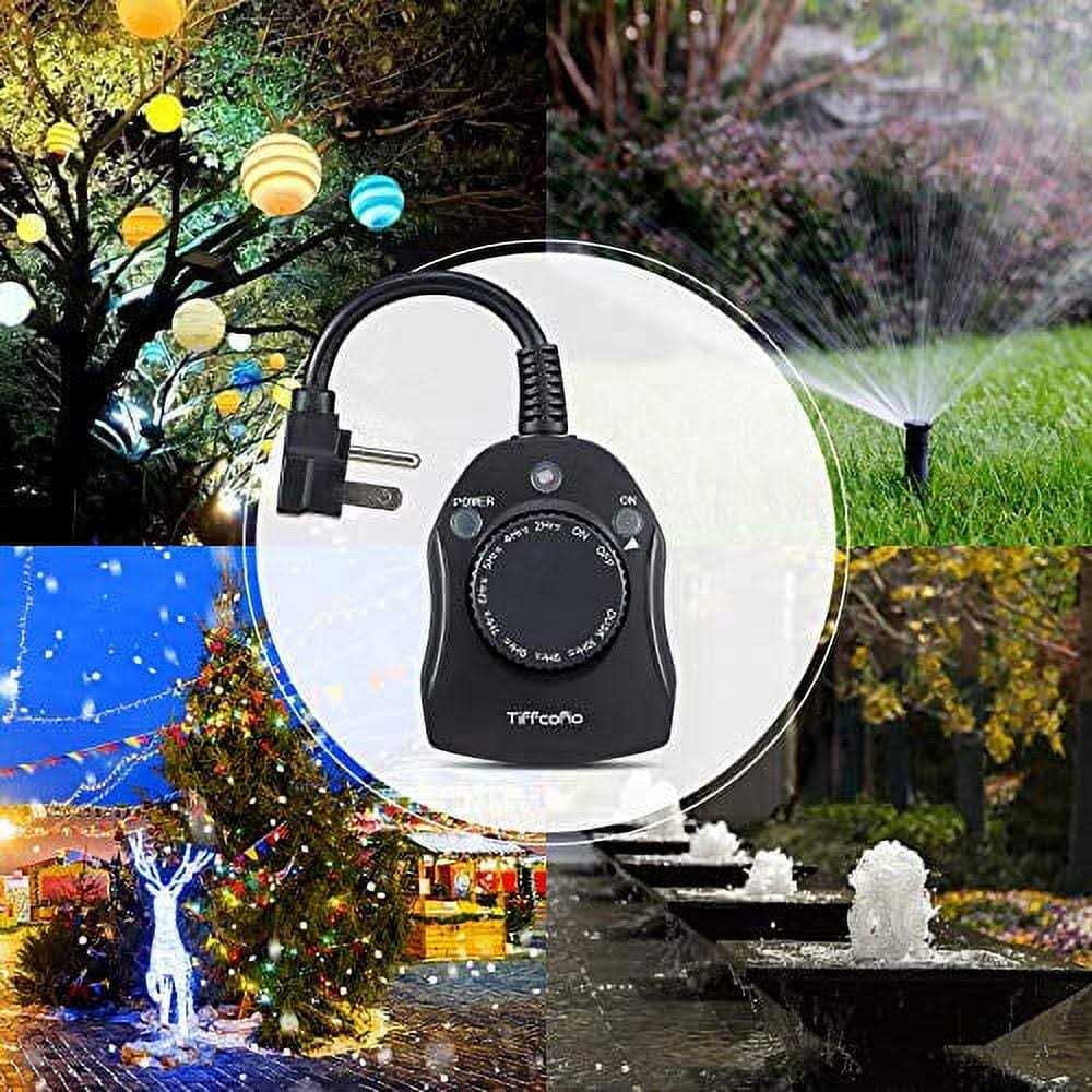 TiFFCOFiO Outdoor Timer Outlet Dusk to Dawn Light Sensor Timer