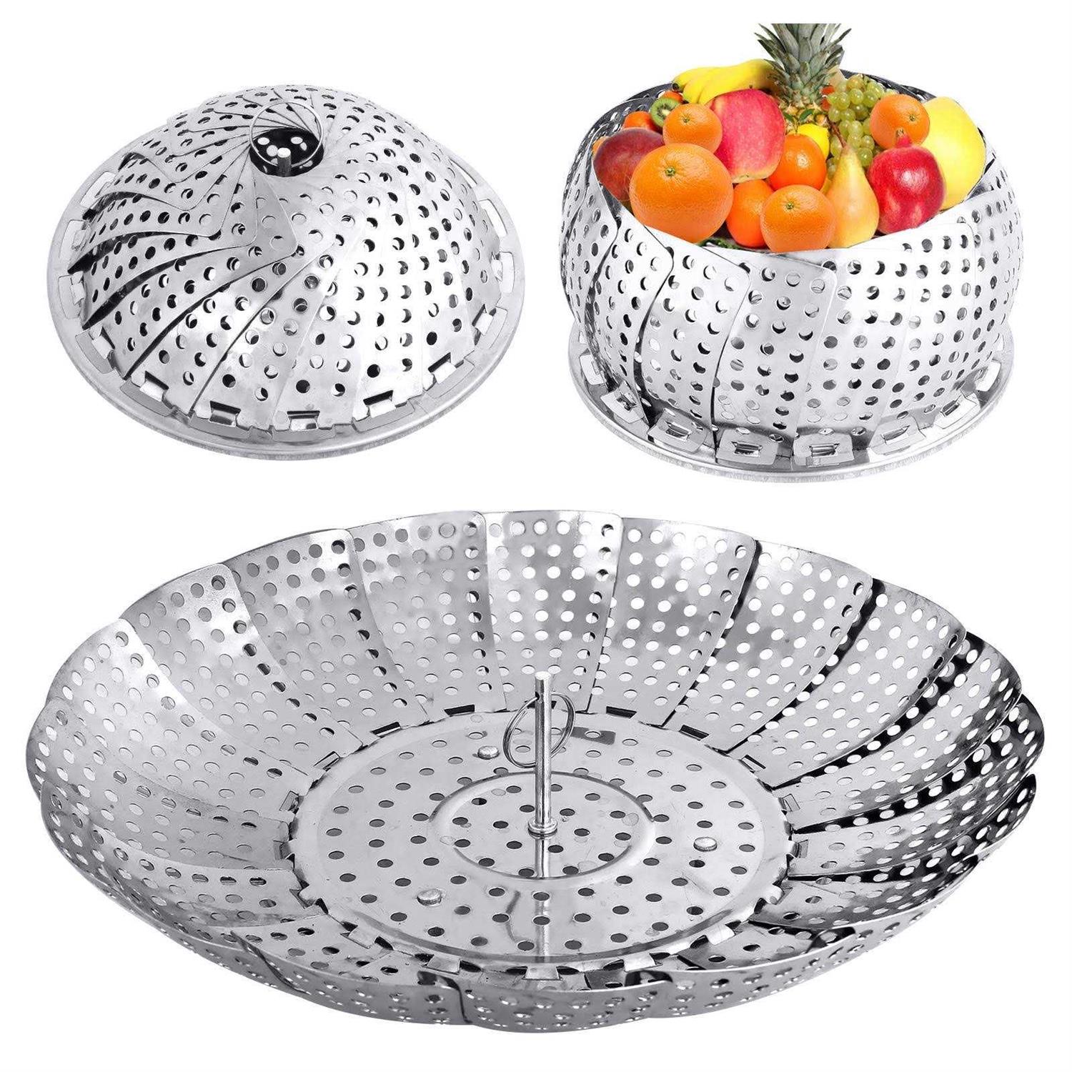 YLYL Veggie Vegetable Steamer Basket Folding Steaming Basket Metal Stainless Steel Steamer Basket Insert