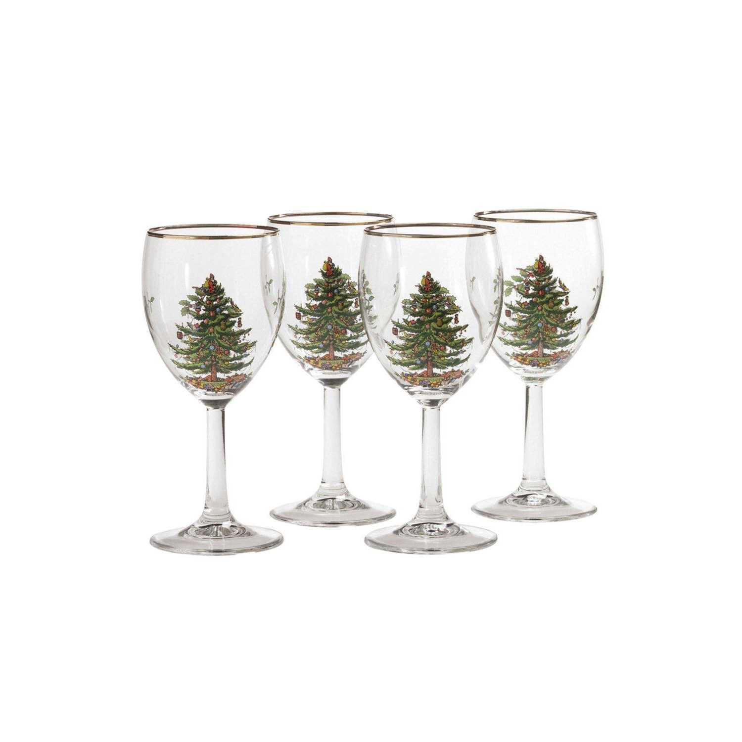 Spode Christmas Tree Set of 4 Wine Glasses