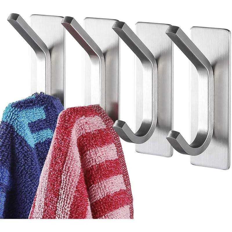 YIGII Towel Hook/Adhesive Hooks Wall Hooks for Coat/Robe/Towels Stick on Bathroom/Kitchen