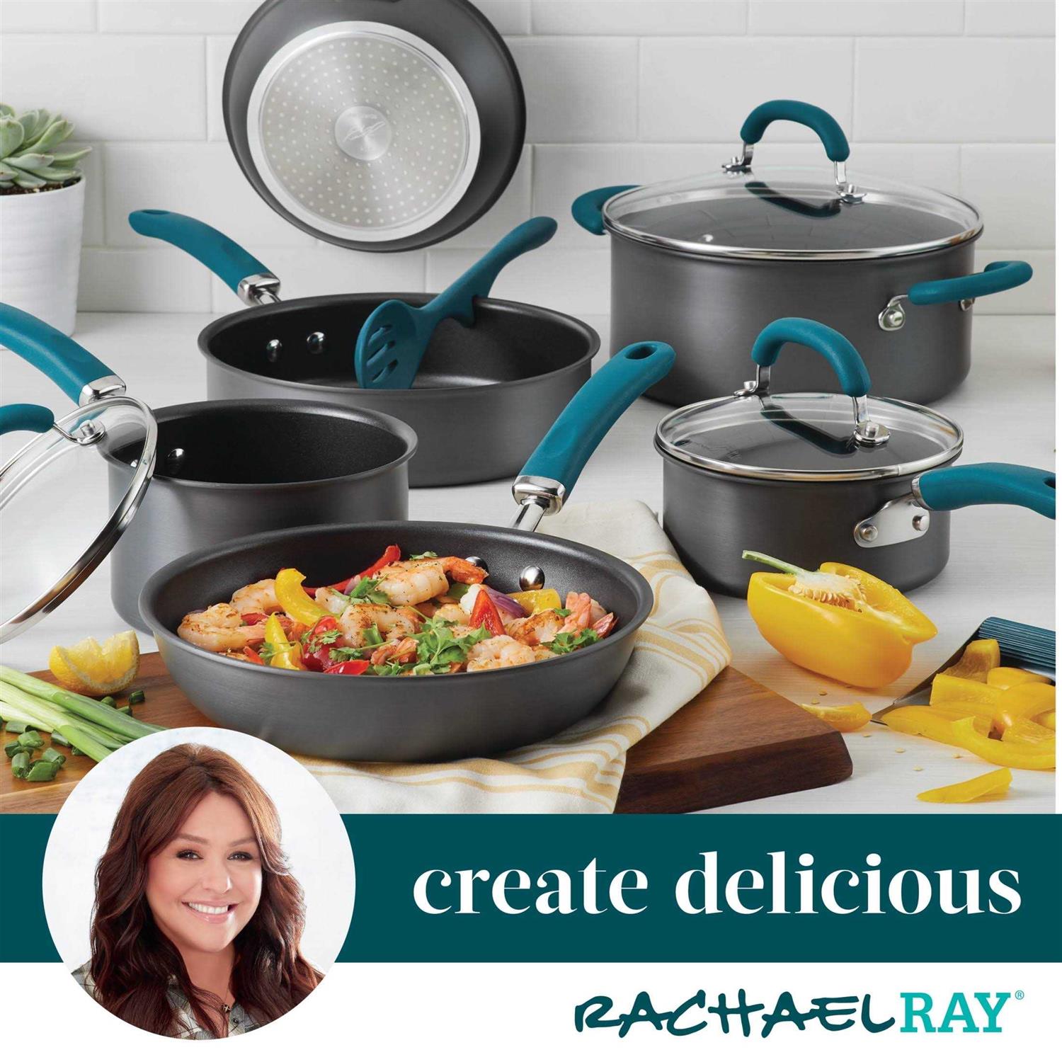 Rachael Ray 11 Piece Create Delicious Hard-Anodized Aluminum Nonstick Cookware Set