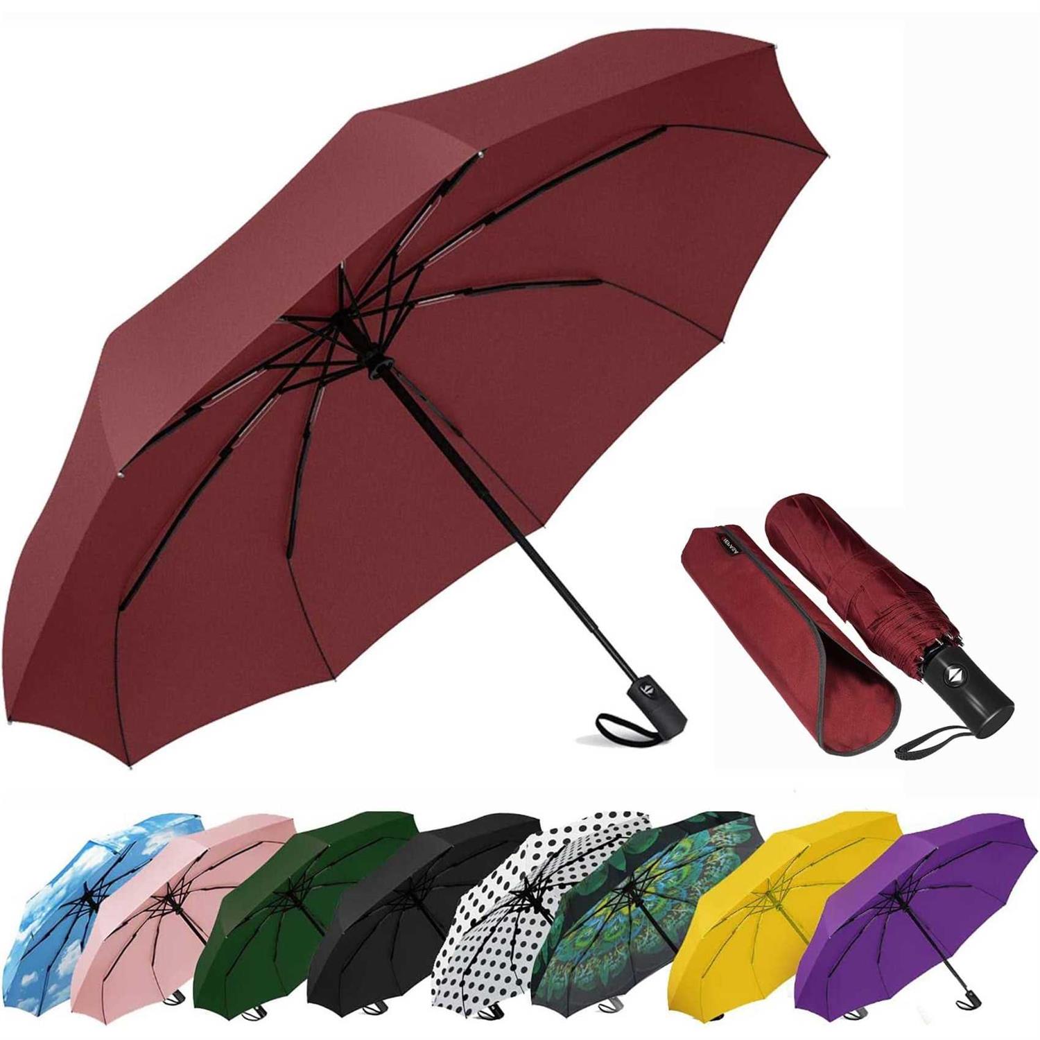 SIEPASA Two Packs Auto Open & Close Small Travel Umbrella Compact for Backpack-Umbrellas for Rain