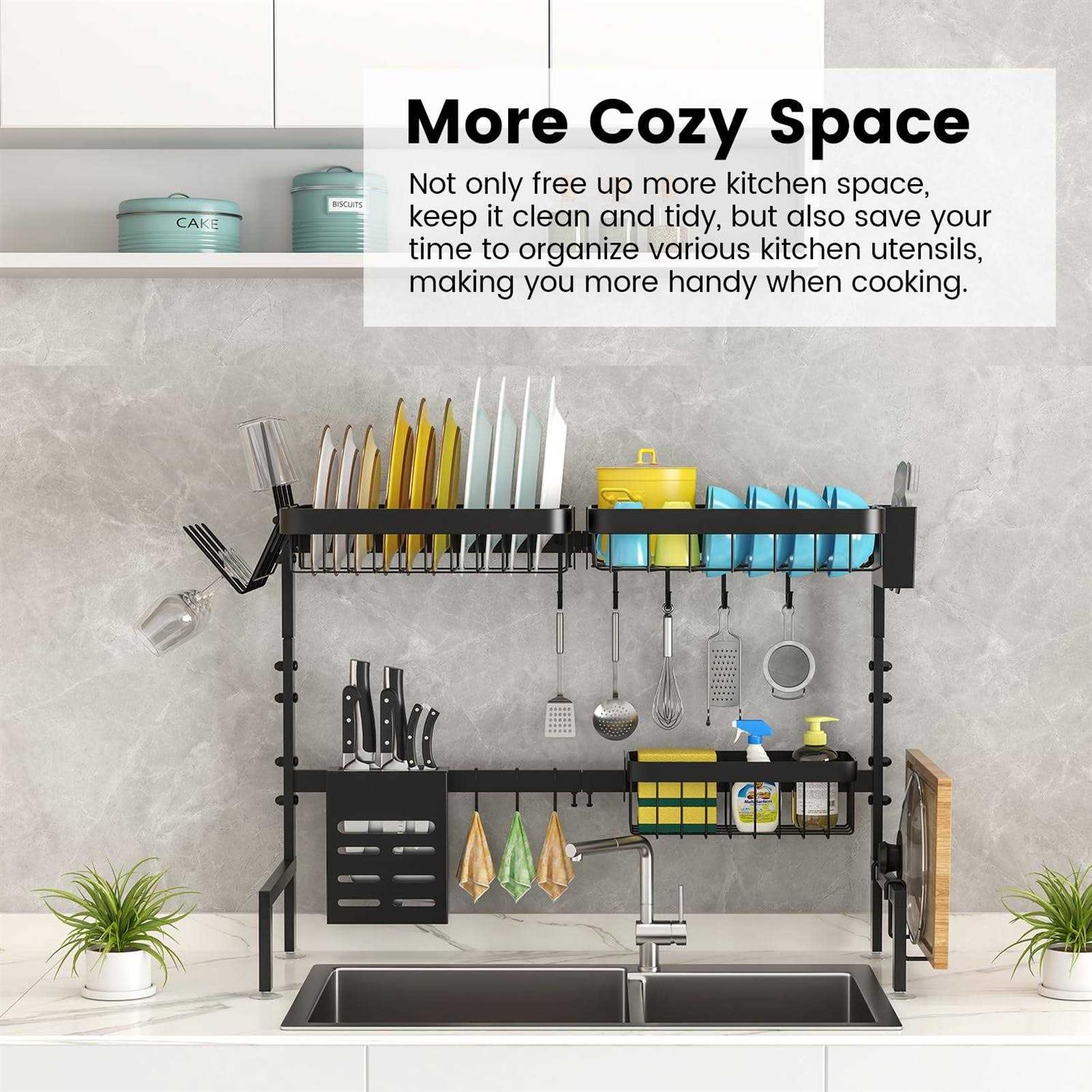 MERRYBOX Over The Sink Dish Drying Rack Adjustable Length