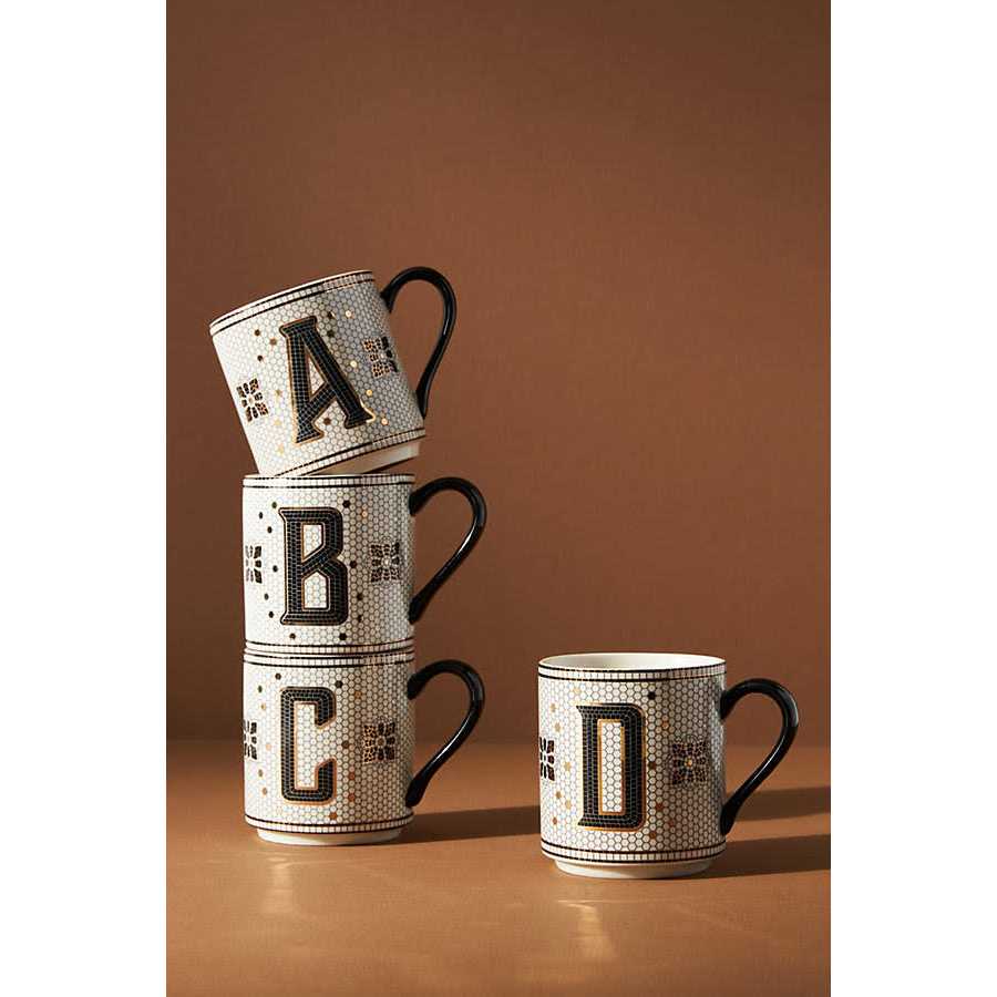 Bistro Tile Margot Monogram Mug by Anthropologie
