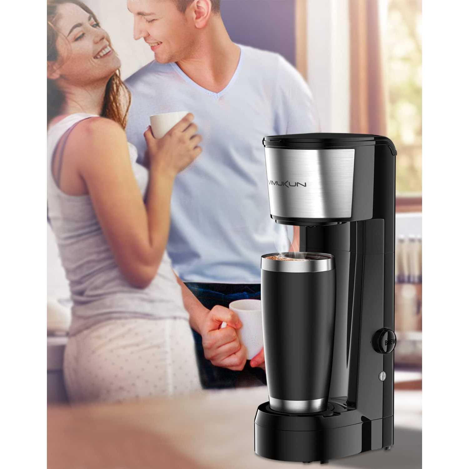 Vimukun Single Serve Coffee Maker Compatible with Single Cup Capsule and Ground Coffee