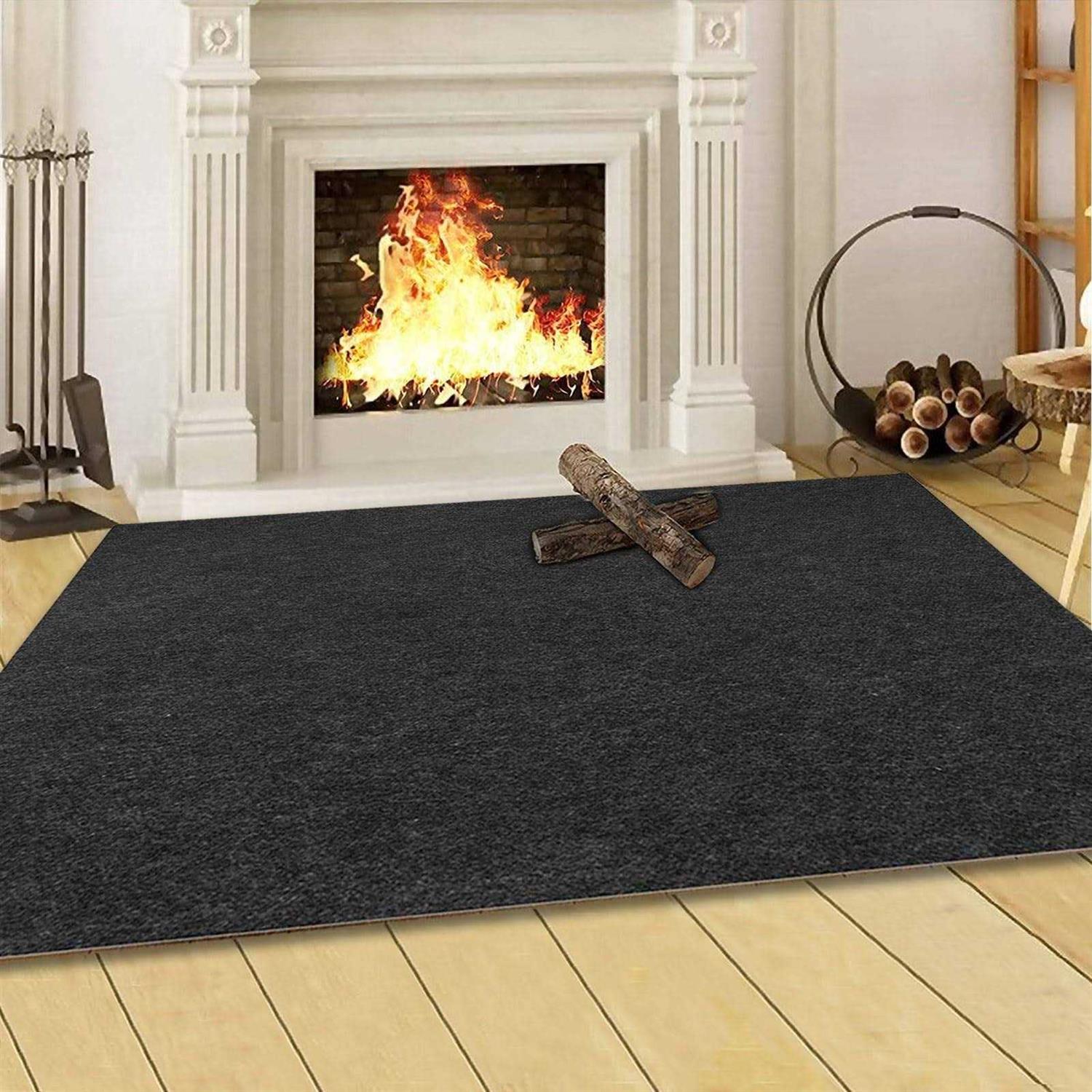 Besimple Fireproof Fireplace Hearth Rug Non Slip Protection Mat Flame Resistant Pad Protection