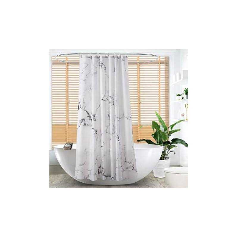 YOSTEV Marble Bathroom Shower Curtain,Grey and White Fabric Shower Curtain with Hooks,Unique 3D Printing,Decorative Bathroom Accessories,Water Proof