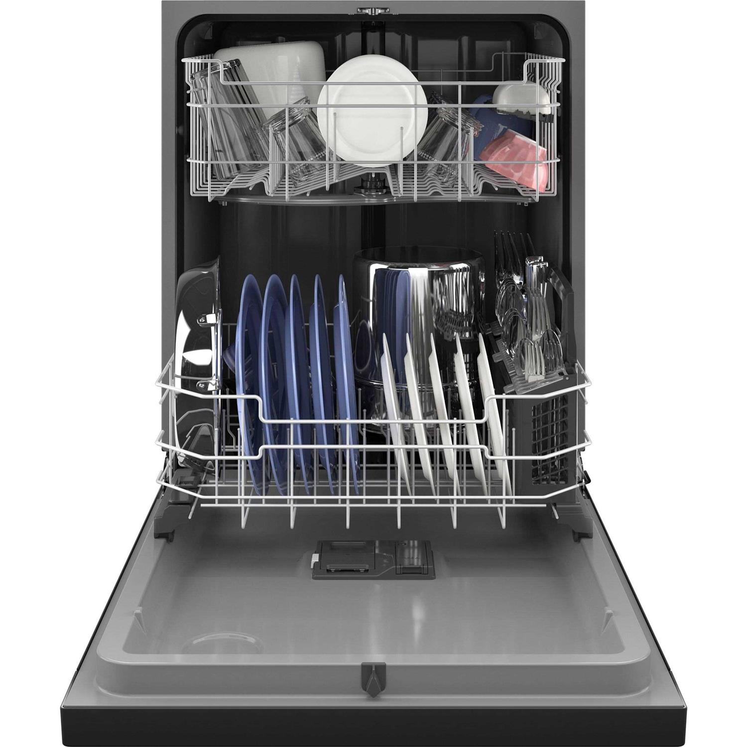 GE Front Control With Plastic Interior Dishwasher With Sanitize