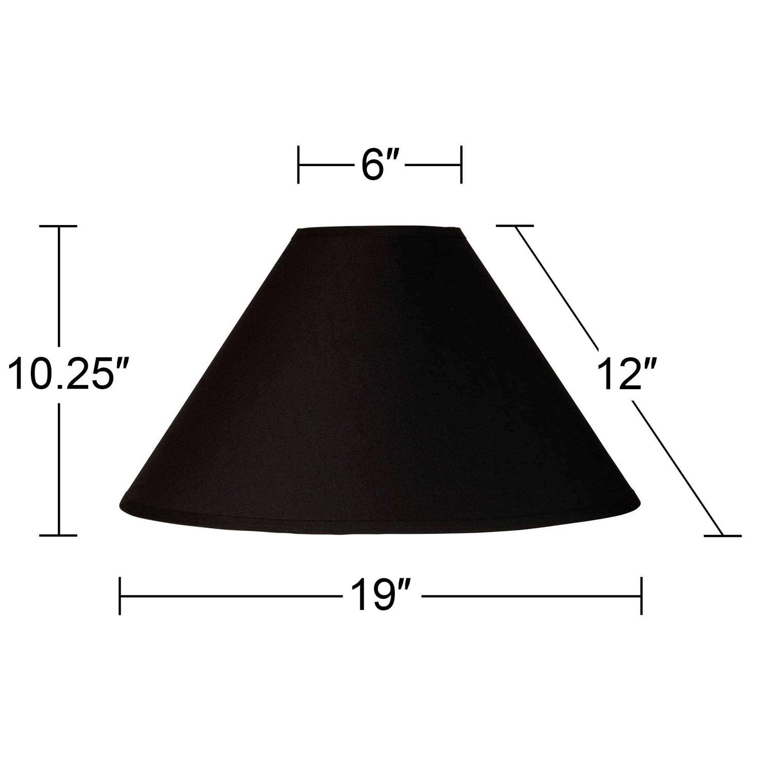 Springcrest Black Large Chimney Empire Lamp Shade 6 Top x 19 Bottom x 12 Slant Replacement with Harp and Finial
