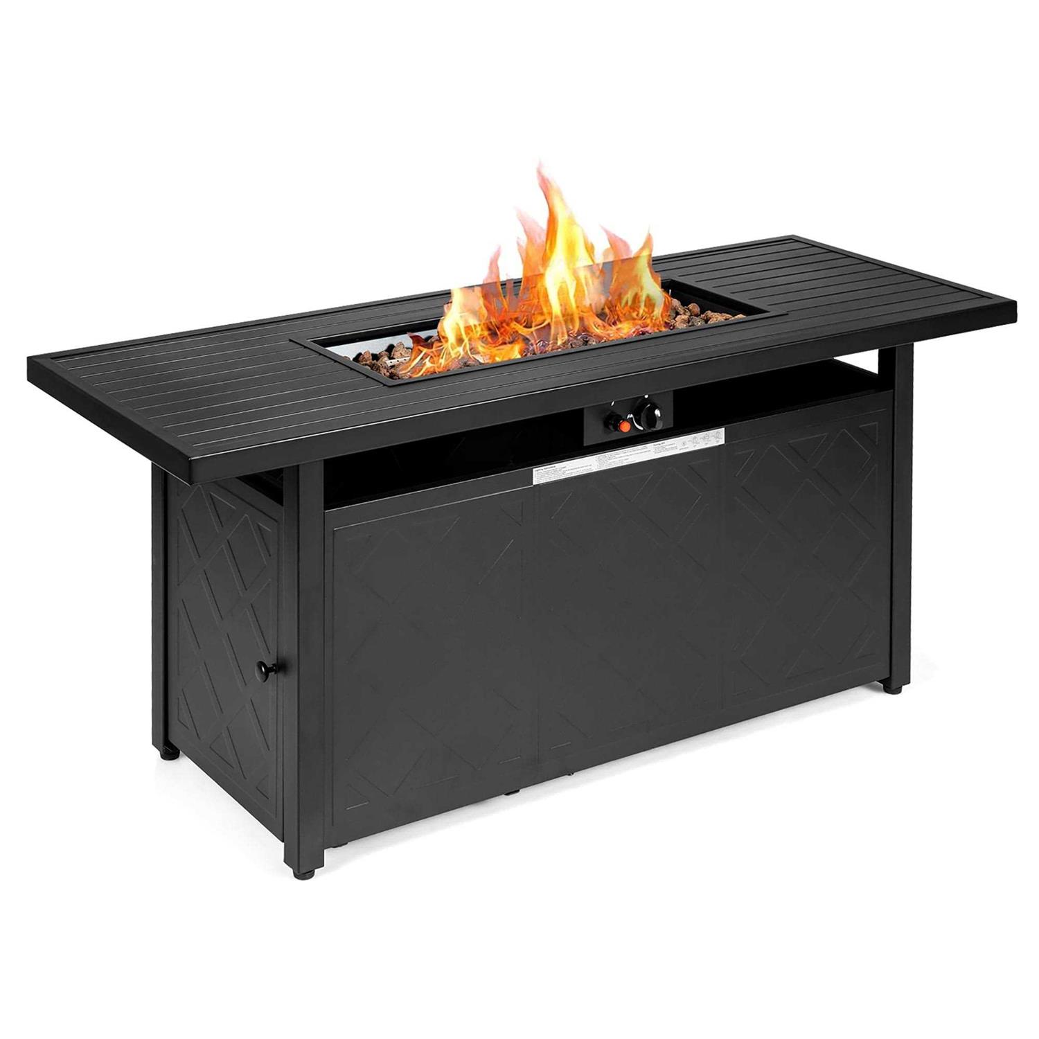 Costway 57&” Rectangular Propane Gas Fire Pit 50,000 Btu Heater Outdoor Table