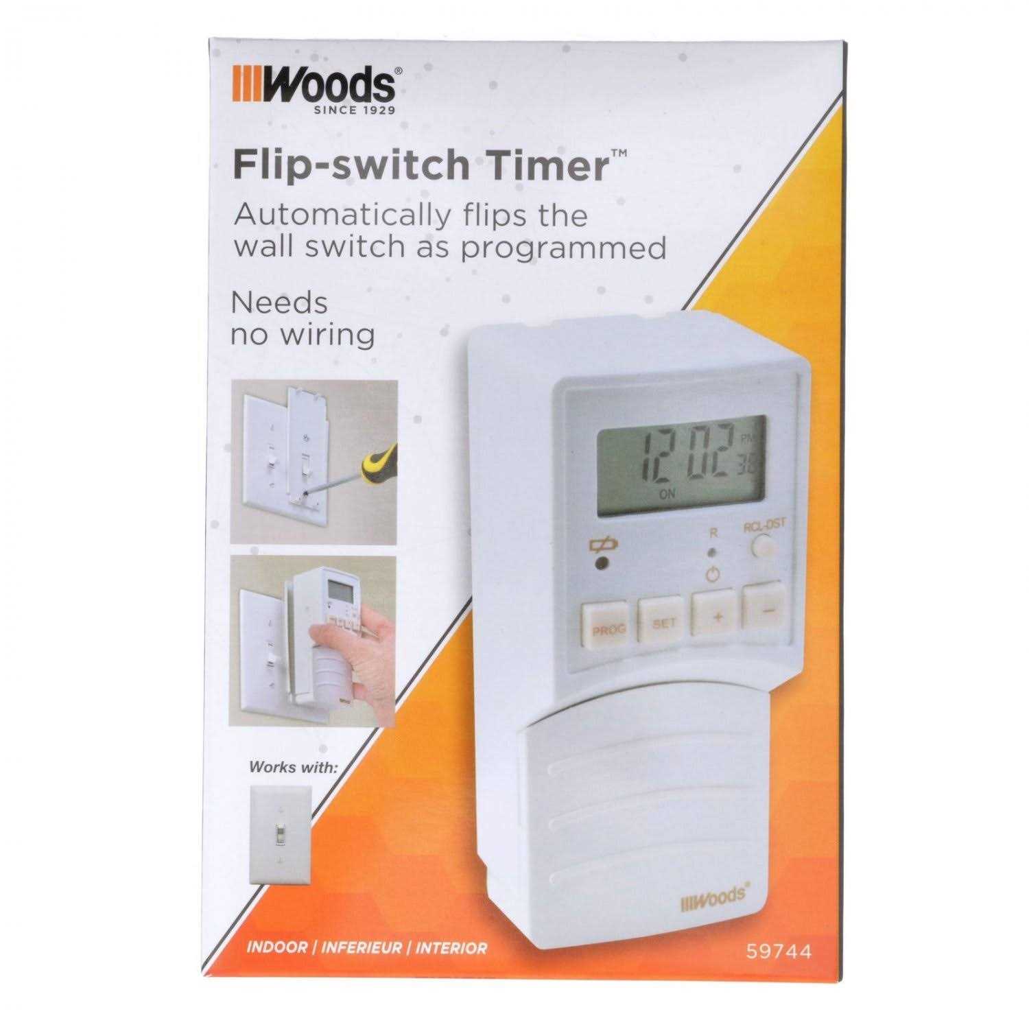 Woods 59744wd Flip Switch Converts Toggle Switch to Programmable Timer