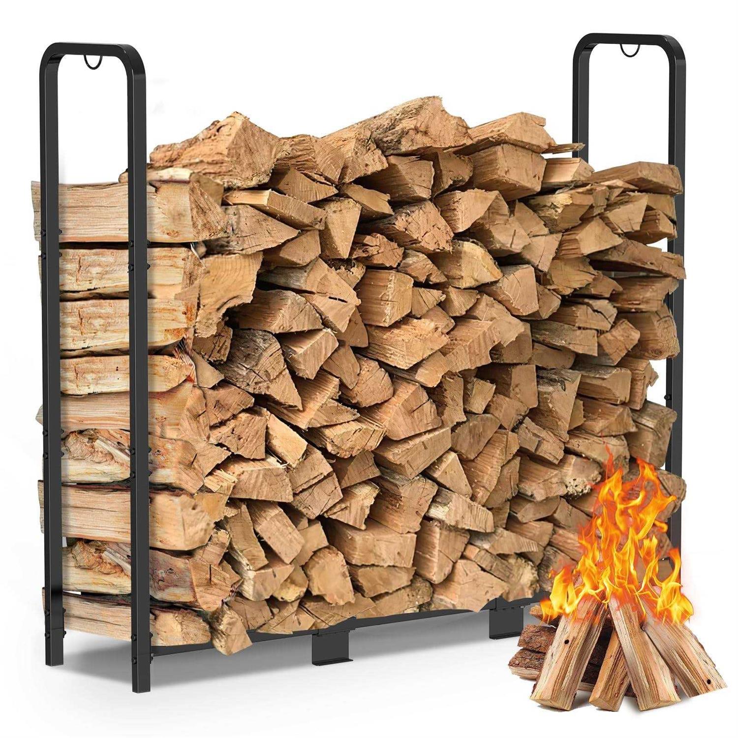 Mofeez 4ft Firewood Rack Outdoor Heavy Duty Steel Logs Holder for Wood Storage
