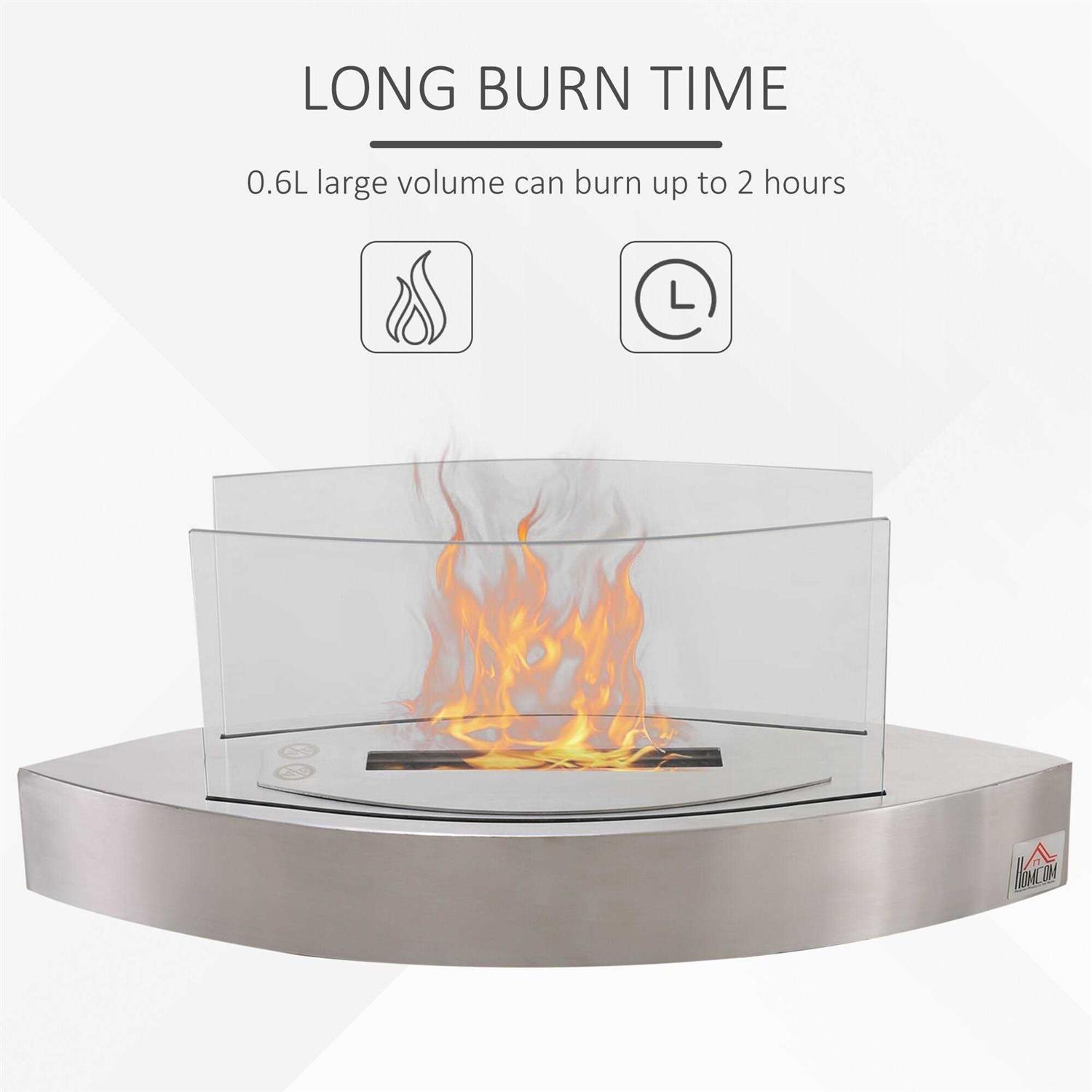 HOMCOM Tabletop Fire Pit Bowl Centerpiece Table Decoration with Glass Walls