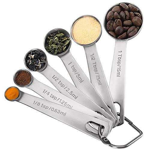 Rena Chris Measuring Spoons, Premium Heavy Duty 18/8 Stainless Steel Measuring Spoons Cups Set, Small Tablespoon with Metric and US Measurements