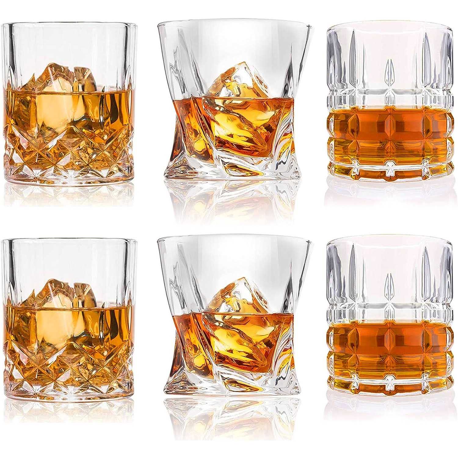 Deecoo Whiskey Glasses-Premium 10 11 OZ Scotch Glasses Set of 6 /Old Fashioned Whiskey Glasses/Style Glassware for Bourbon/Rum Glasses/Bar Tumbler