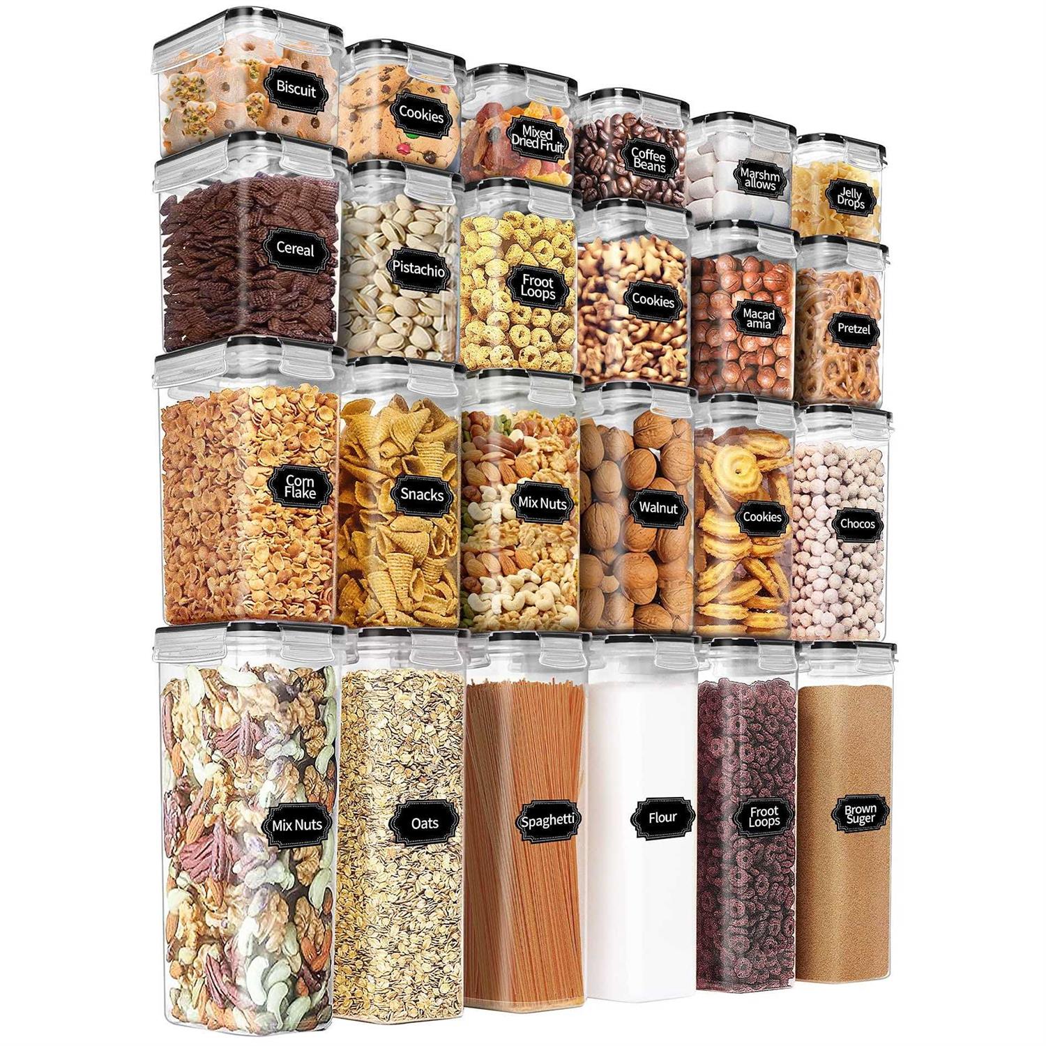 PRAKI Airtight Food Storage Containers Set with Lids 24 PCS, BPA Free Kitchen and Pantry Organization