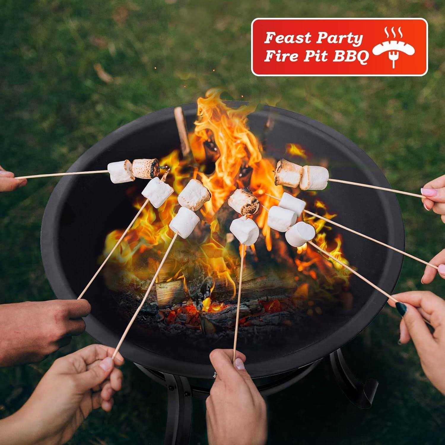 SINGLYFIRE 22 inch Fire Pit for Outside Outdoor Wood Burning Small Bonfire Pit Steel Firepit Bowl for Patio Camping Backyard Dec