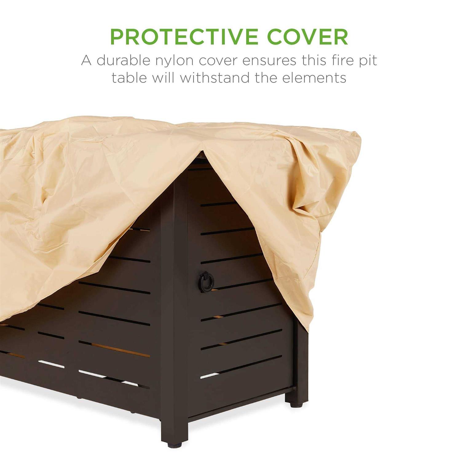 Best Choice Products 42in Fire Pit Table 50,000 BTU Rectangular Steel Propane Gas w/ Cover