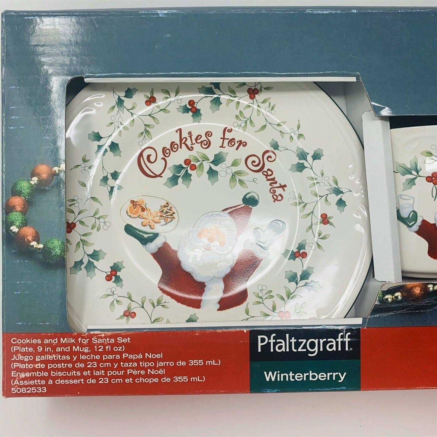 Pfaltzgraff Winterberry Cookies and Milk for Santa Set