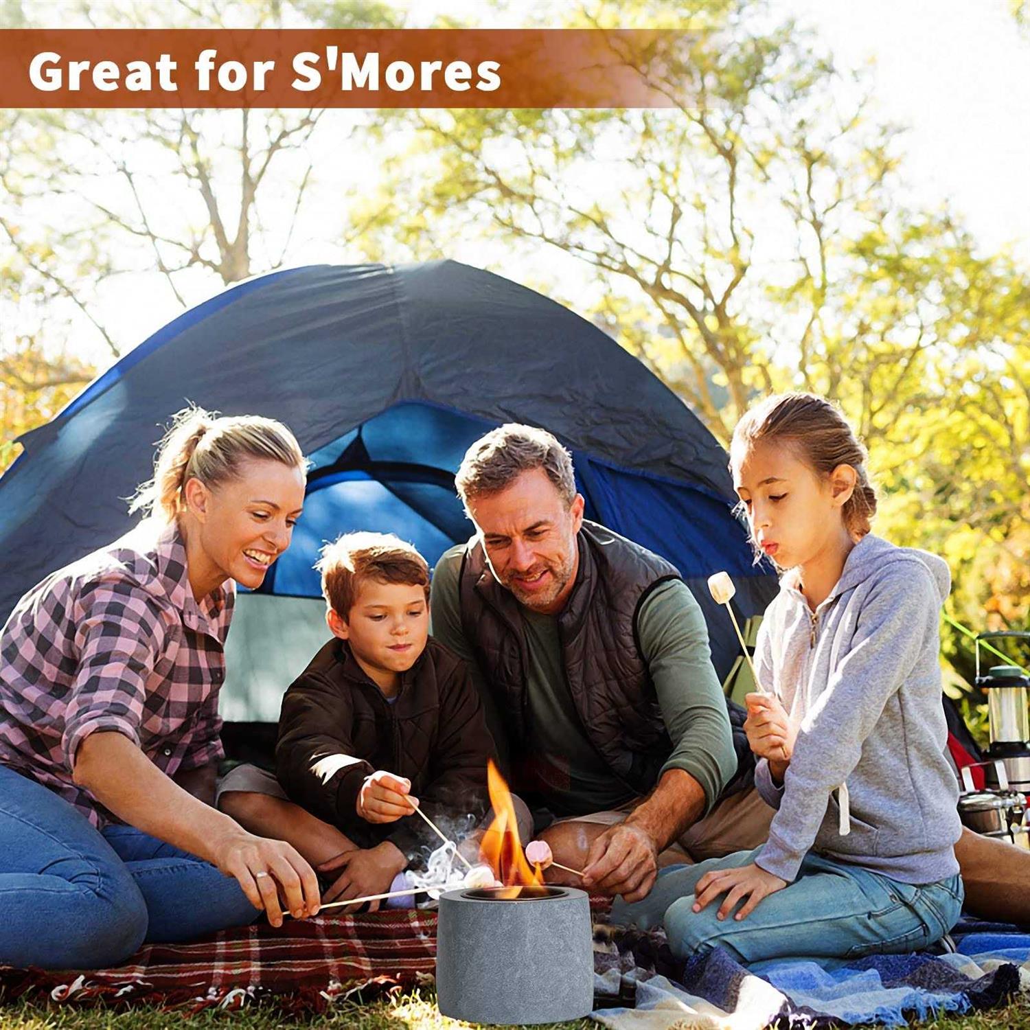 Table Top Fire Pit Bowl Concrete Tabletop Fireplace Indoor Outdoor Decor Portable Mini Rubbing Alcohol Burner Smores Maker for Patio Balcony