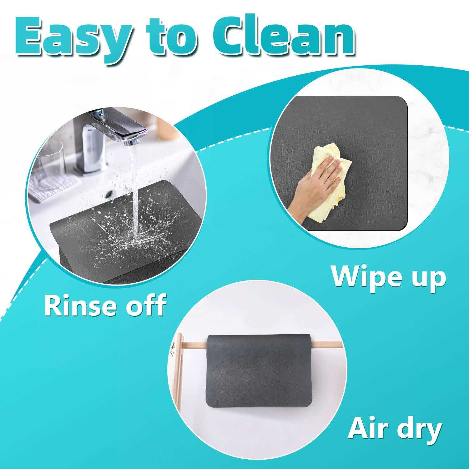 PoYang coffee maker mat for countertops coffee mat absorbent coffee bar mat for kitchen hide stain rubber backed