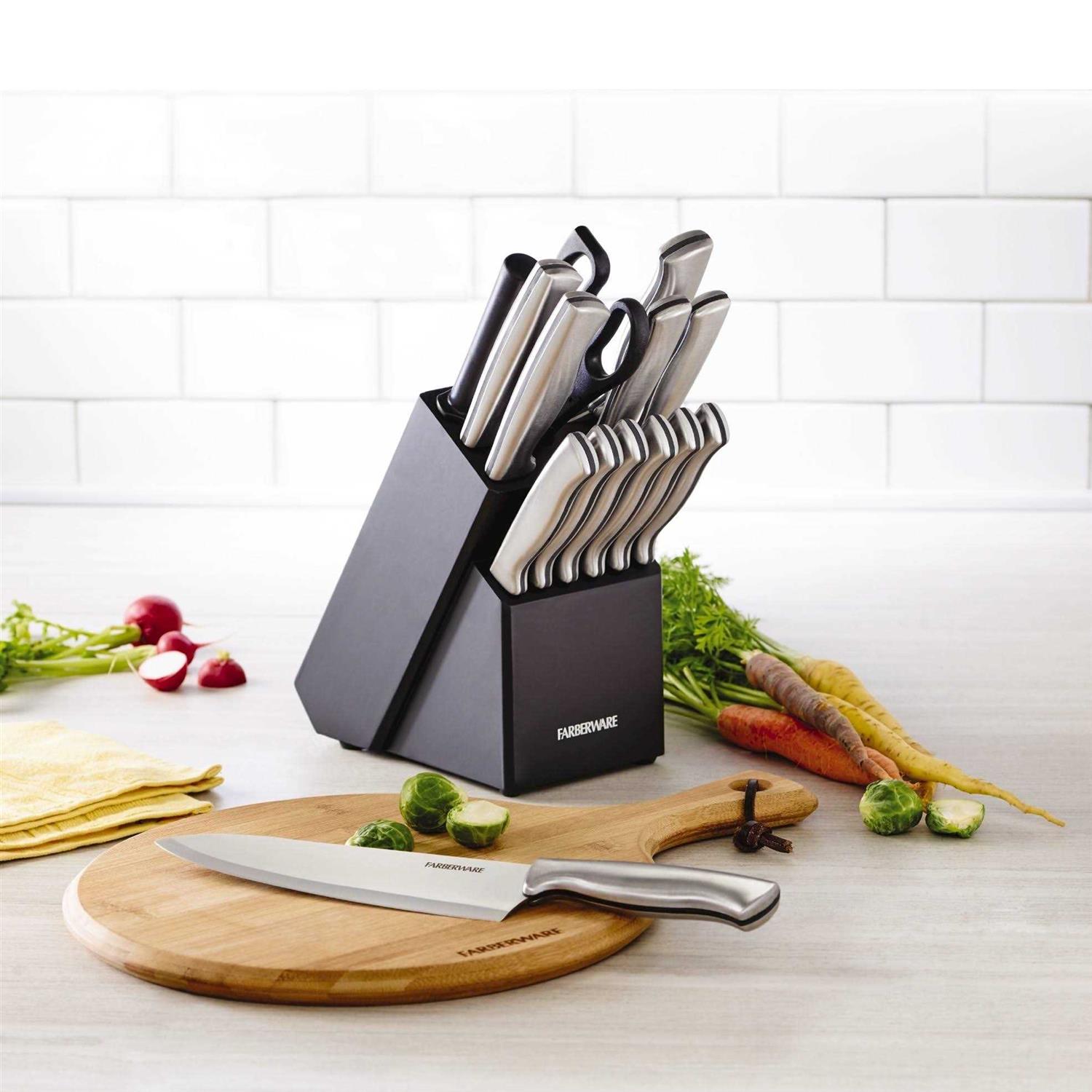 Farberware 15-Piece Stainless Steel Knife Block Set