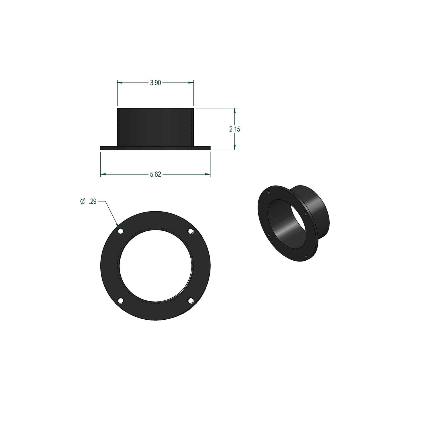 WoodRiver Dust Connection 4 Flanged Inlet Dust Collection Fitting