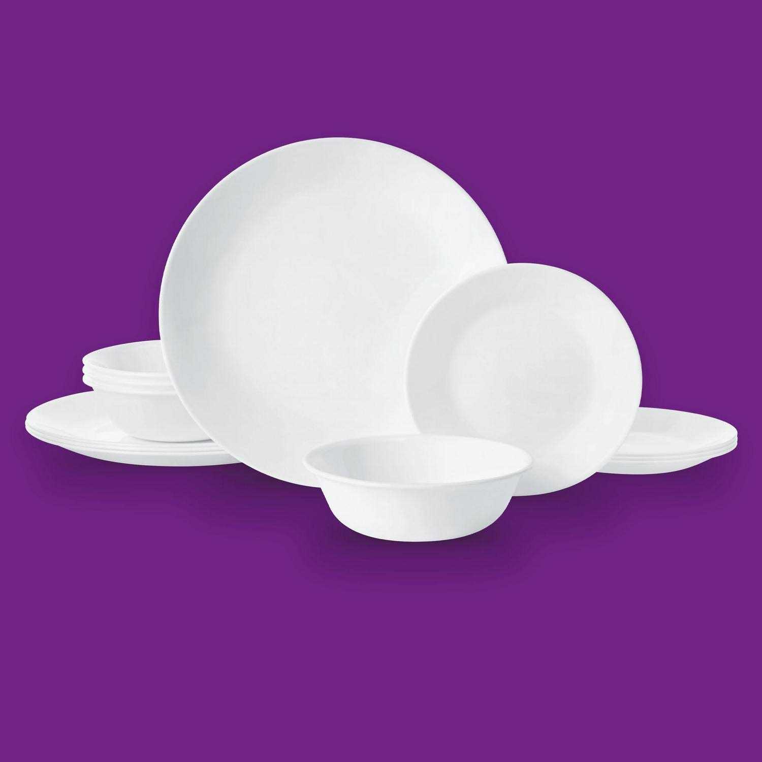 Corelle Winter Frost White Round 12-Piece Dinnerware Set