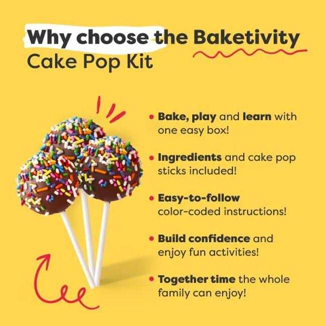 Baketivity Cake Pop Sticks Kids Baking Kit Cake Pop Kit for Kids