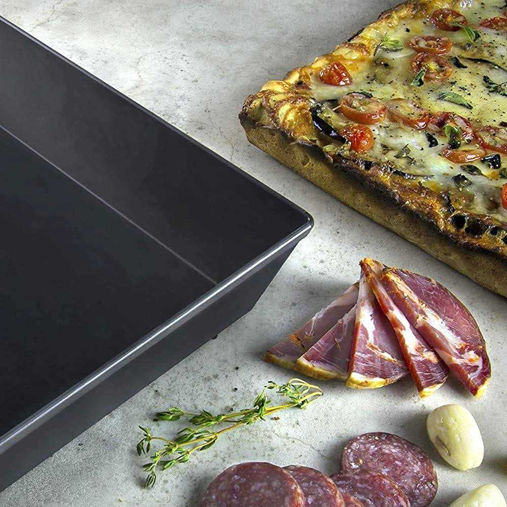 LloydPans Kitchenware 10 by 14 Inch Detroit Style Pizza Pan USA Made Hard-Anodized