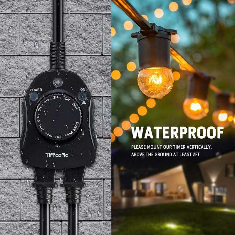 TiFFCOFiO Outdoor Timer Outlet Dusk to Dawn Light Sensor Timer
