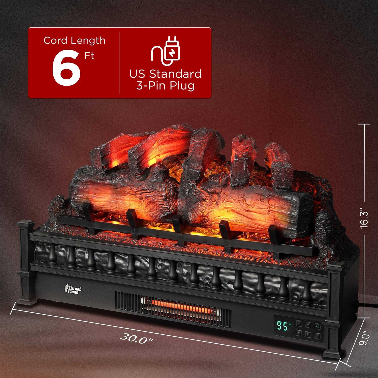 TURBRO Eternal Flame 1500W 30 WiFi Infrared Electric Fireplace