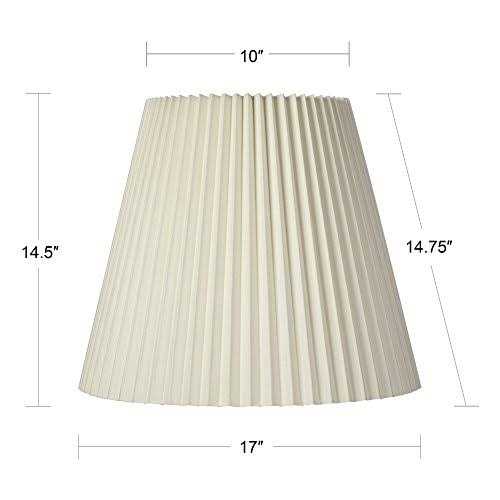 Springcrest Ivory Pleated Large Lamp Shade 10 Top x 17 Bottom x 14.5 High x 14.75 Slant Replacement with Harp and Finial