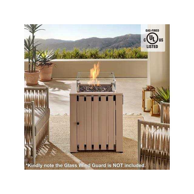 Art Leon 23.6in Gas Fire Pit Table 40,000 BTU Outdoor Stainless Steel Propane Fire Pit Table